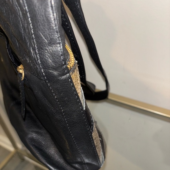 Great American Leather Works Patchwork Crossbody Handbag Black and Brown - Picture 10 of 15